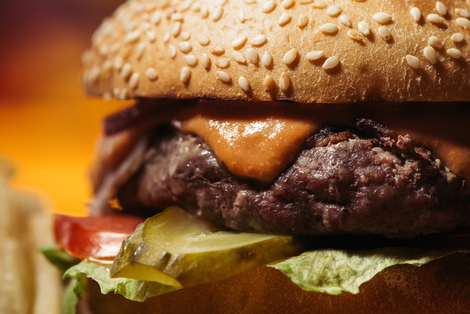 Beef burger close up